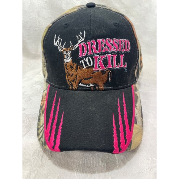 Camo Baseball Cap Hat Dressed to Kill Buck Deer Camoflauged Snap Back - Picture 1 of 8